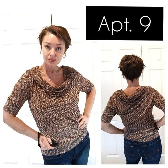 Apt 9 Tri Color Flowy Cowl Neck Sweater - Picture 2 of 8